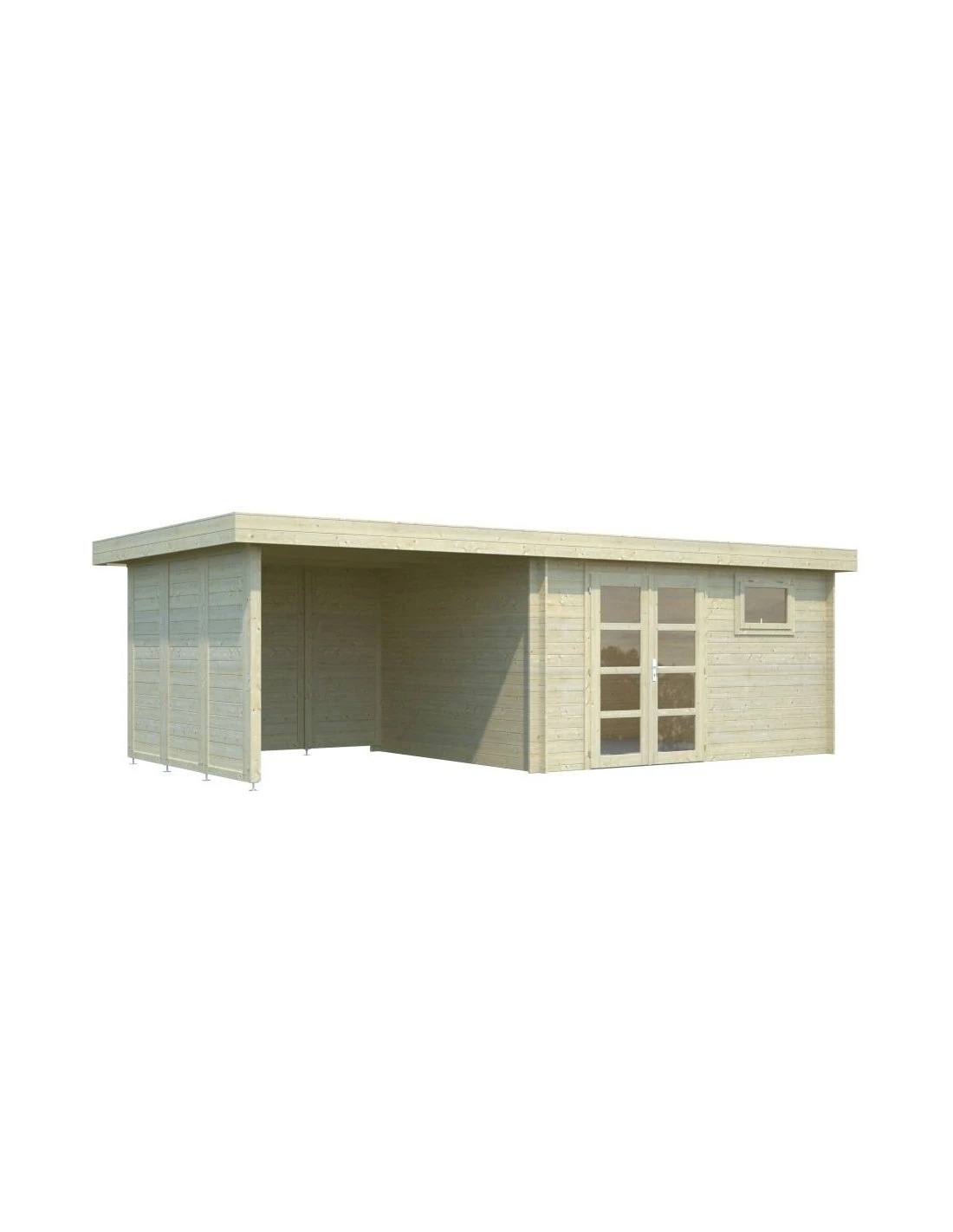 Abri De Jardin Elsa 11.7 M² + Auvent 8.1 M En Bois Massif 28 Mm 3 Abri De Jardin Elsa 11.7 M² + Auvent 8.1 M En Bois Massif 28 Mm – Image 3