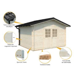 Abri De Jardin Tina 10.8 M² En Bois Massif 34 Mm