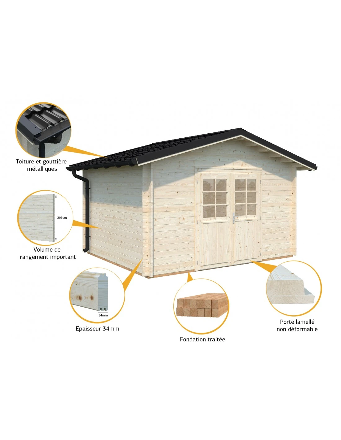 Abri De Jardin Tina 10.8 M² En Bois Massif 34 Mm 1 Abri De Jardin Tina 10.8 M² En Bois Massif 34 Mm