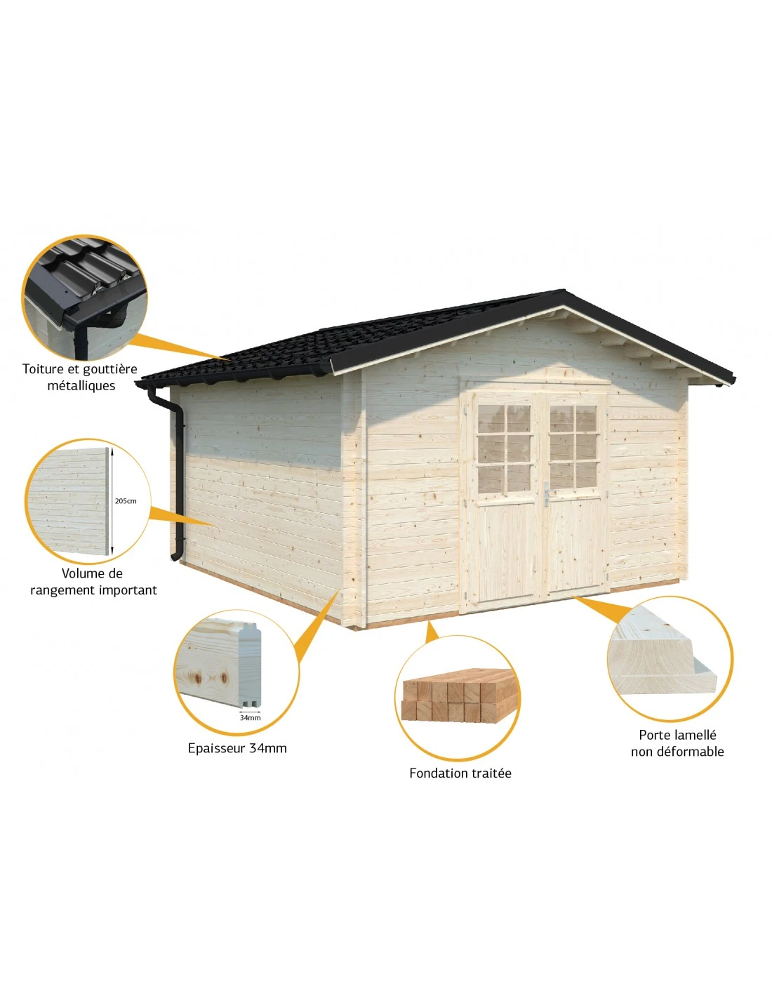 Abri De Jardin Tina 14 M² En Bois Massif 34 Mm 1 Abri De Jardin Tina 14 M² En Bois Massif 34 Mm
