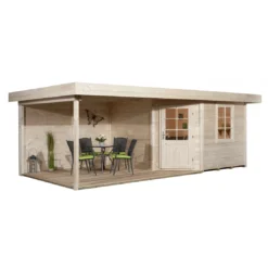 Abri De Jardin WEKA Pentagonal Design 213+appentis De 12.9 M² Au Choix En Bois Massif 28 Mm