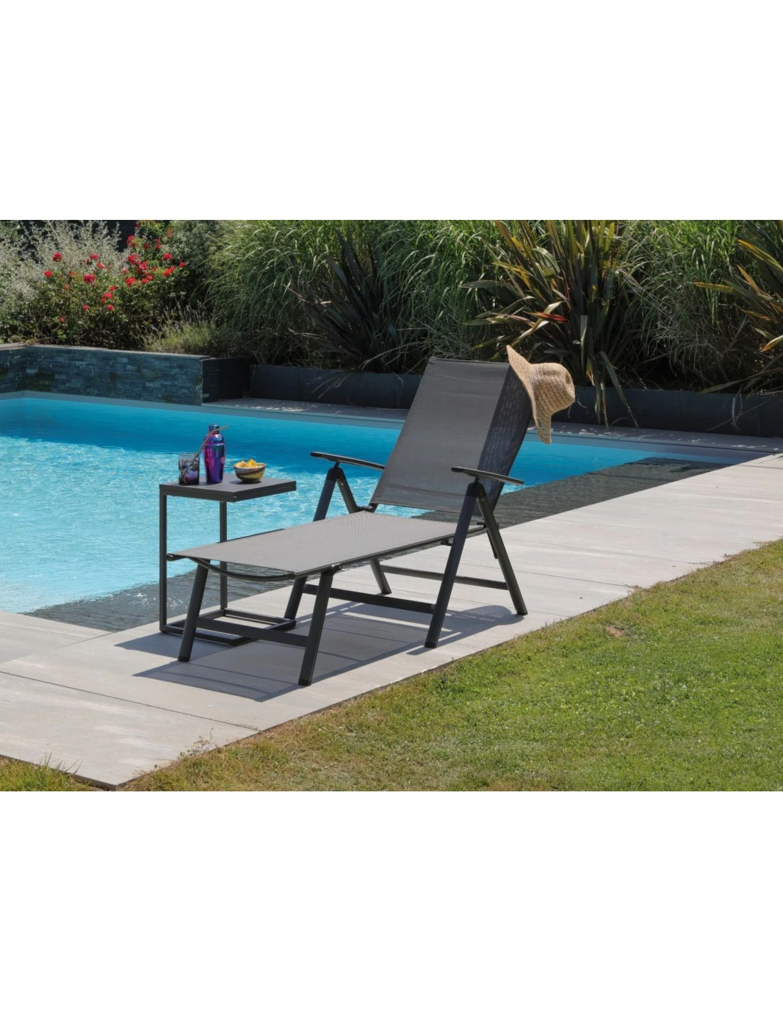 Bain De Soleil Ciro - Pliant En Aluminium Gris 2 Bain De Soleil Ciro - Pliant En Aluminium Gris – Image 2