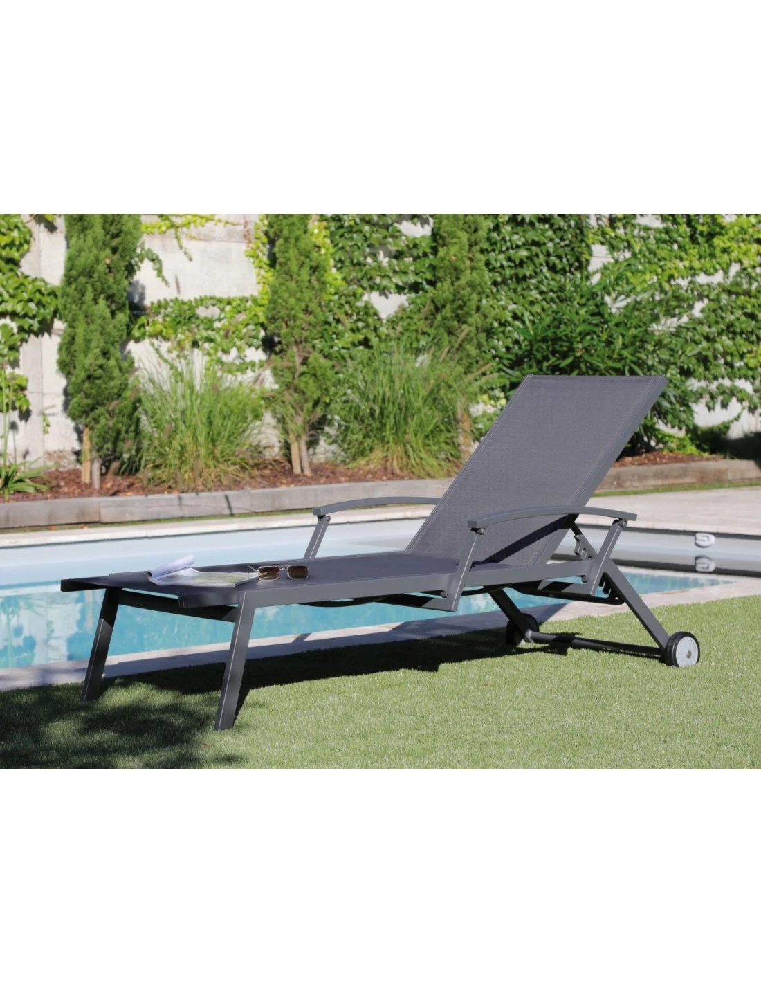 Bain De Soleil Florence Avec Accoudoirs - Aluminium- Graphite / Gris 1 Bain De Soleil Florence Avec Accoudoirs - Aluminium- Graphite / Gris