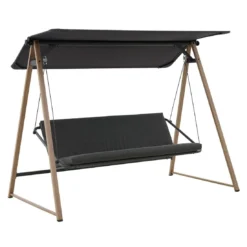 Balancelle De Jardin Soly 3 Places - Acier Effet Bois