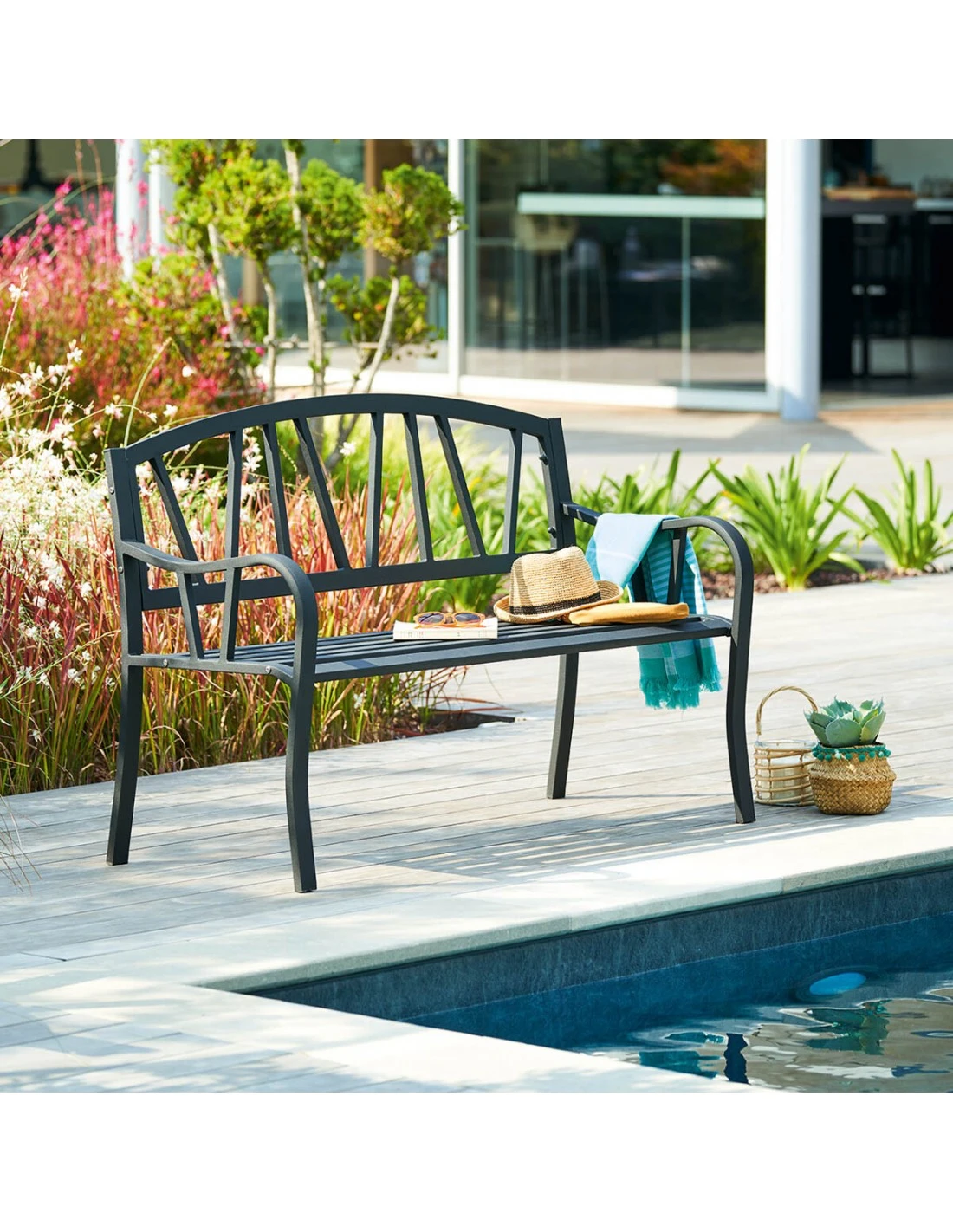 Banc De Jardin Alvernia 3 Places - Acier époxy Noir 1 Banc De Jardin Alvernia 3 Places - Acier époxy Noir