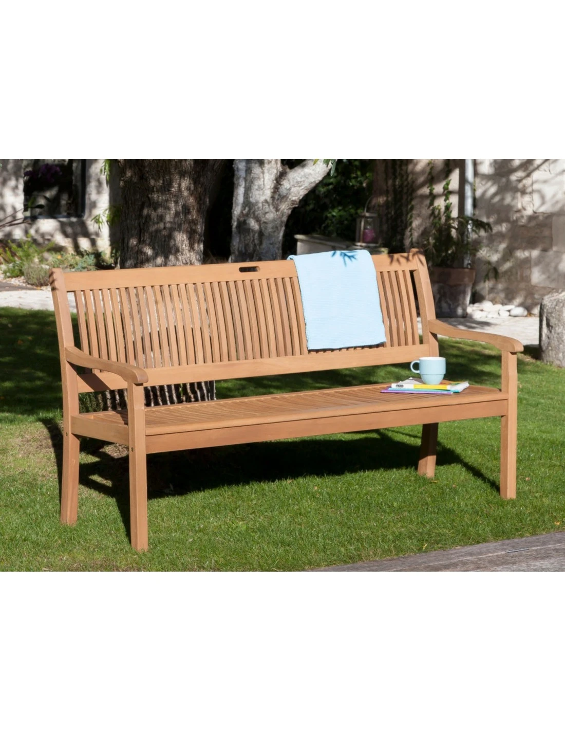 Banc De Jardin Amadeo 3 Places En Eucalyptus 2 Banc De Jardin Amadeo 3 Places En Eucalyptus – Image 2