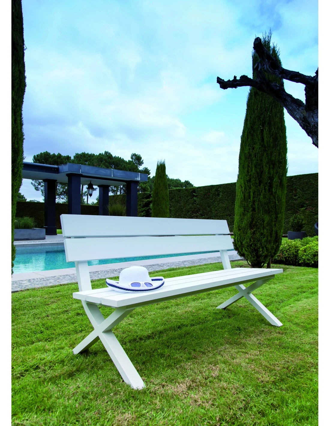 Banc De Jardin CROSSWAY - Aluminium - Blanc 2 Banc De Jardin CROSSWAY - Aluminium - Blanc – Image 2