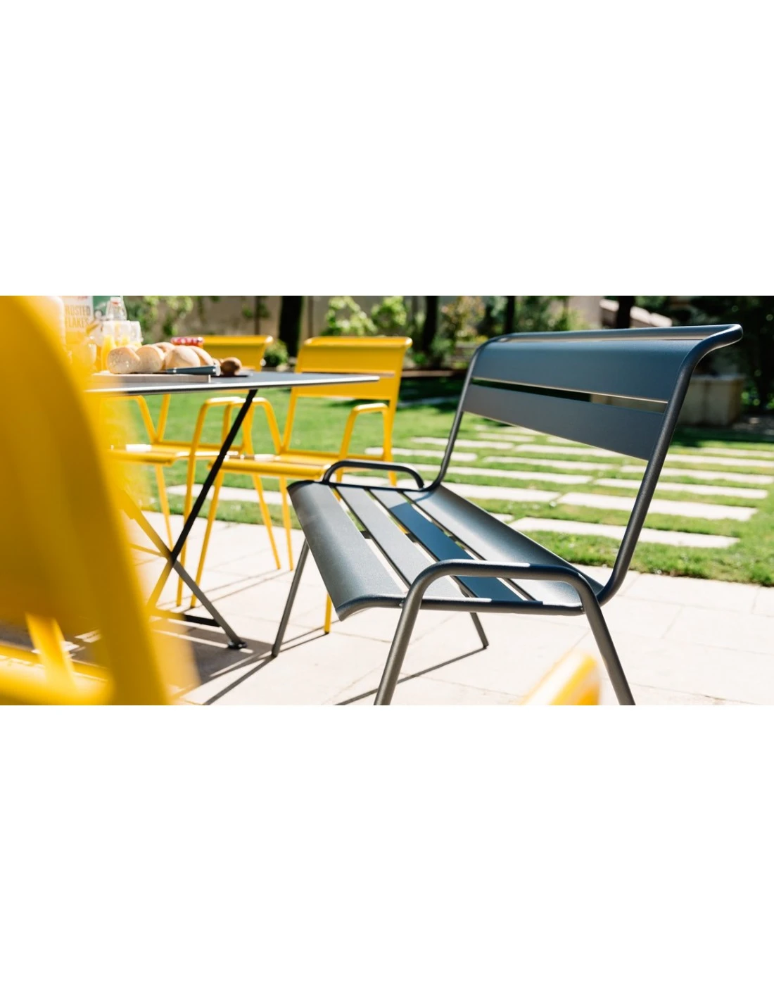 Banc De Jardin Monceau 2/3 Places En Métal Empilable - Carbone 3 Banc De Jardin Monceau 2/3 Places En Métal Empilable - Carbone – Image 3