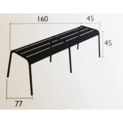 Banc Monceau 3/4 Places En Métal -160 Cm - Cerise Noire