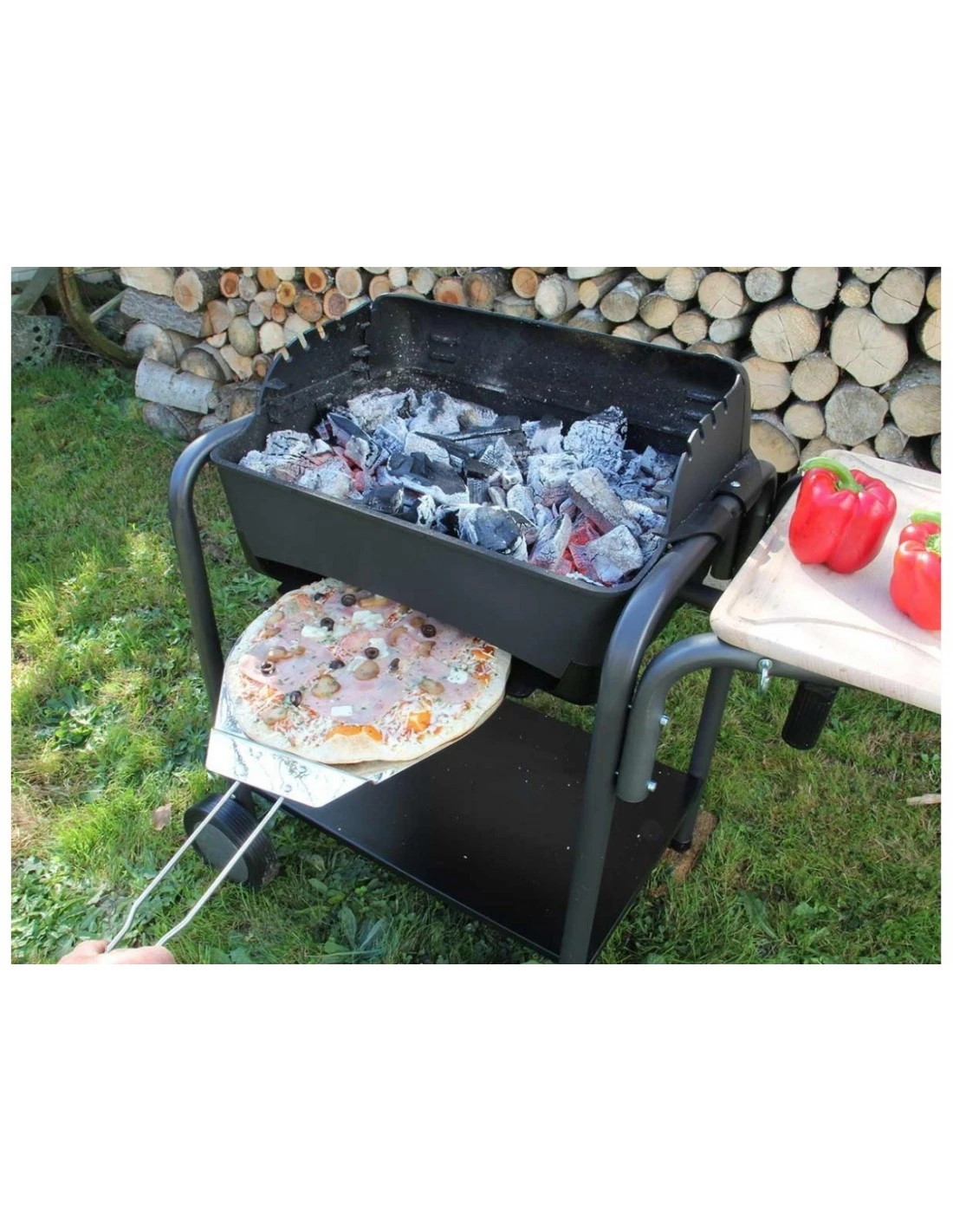 Barbecue Fonte Roma Avec Chariot - à Charbon - Pour 10 à 12 Personnes 2 Barbecue Fonte Roma Avec Chariot - à Charbon - Pour 10 à 12 Personnes – Image 2