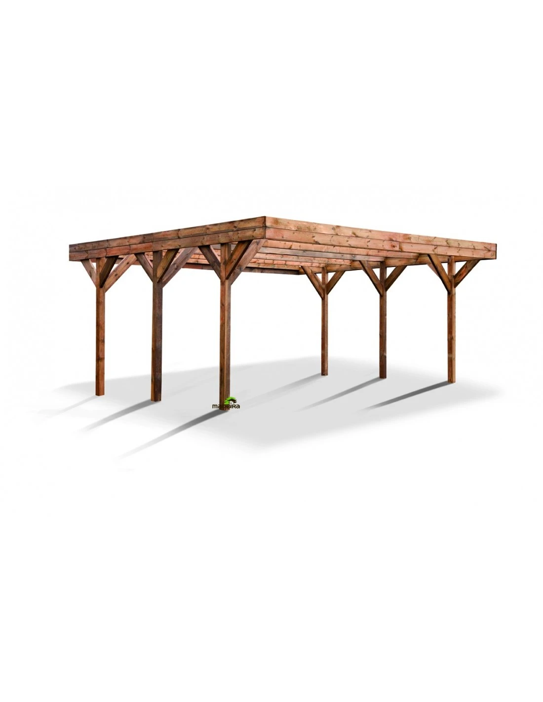 Carport Double ENZO Traité Autoclave Teinté Marron De 30 M² 2 Carport Double ENZO Traité Autoclave Teinté Marron De 30 M² – Image 2