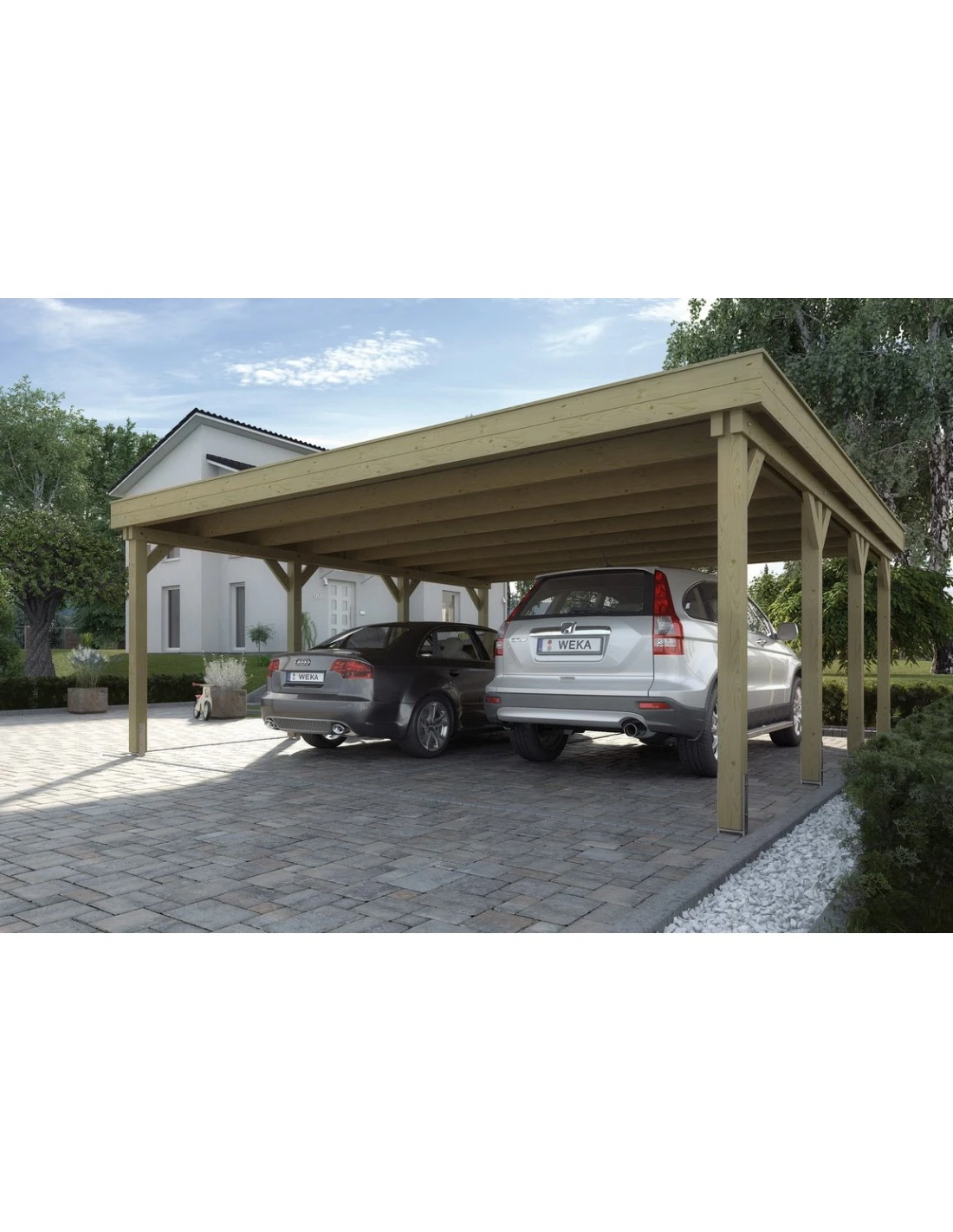 Carport WEKA Double 609 De 37.5 M² Traitée Autoclave 1 Carport WEKA Double 609 De 37.5 M² Traitée Autoclave