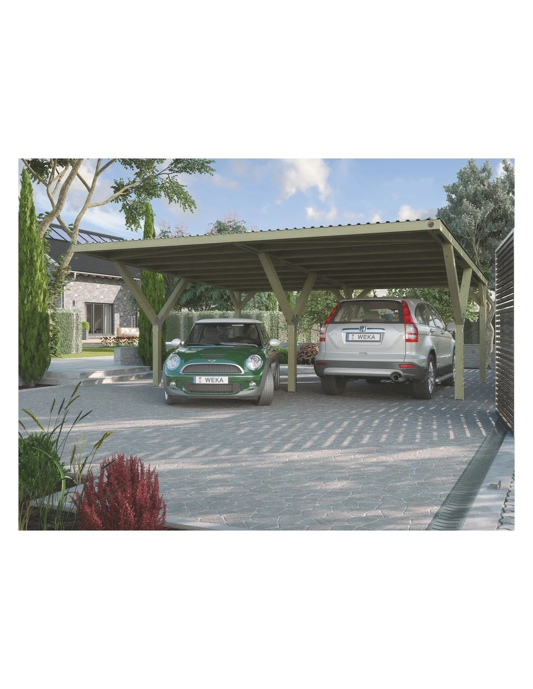 Carport WEKA Double Y 612 De 36 M² Traitée Autoclave 1 Carport WEKA Double Y 612 De 36 M² Traitée Autoclave