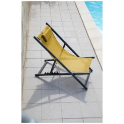 Chilienne Pliante Linea En Aluminium Et Polyester - Graphite / Moutarde