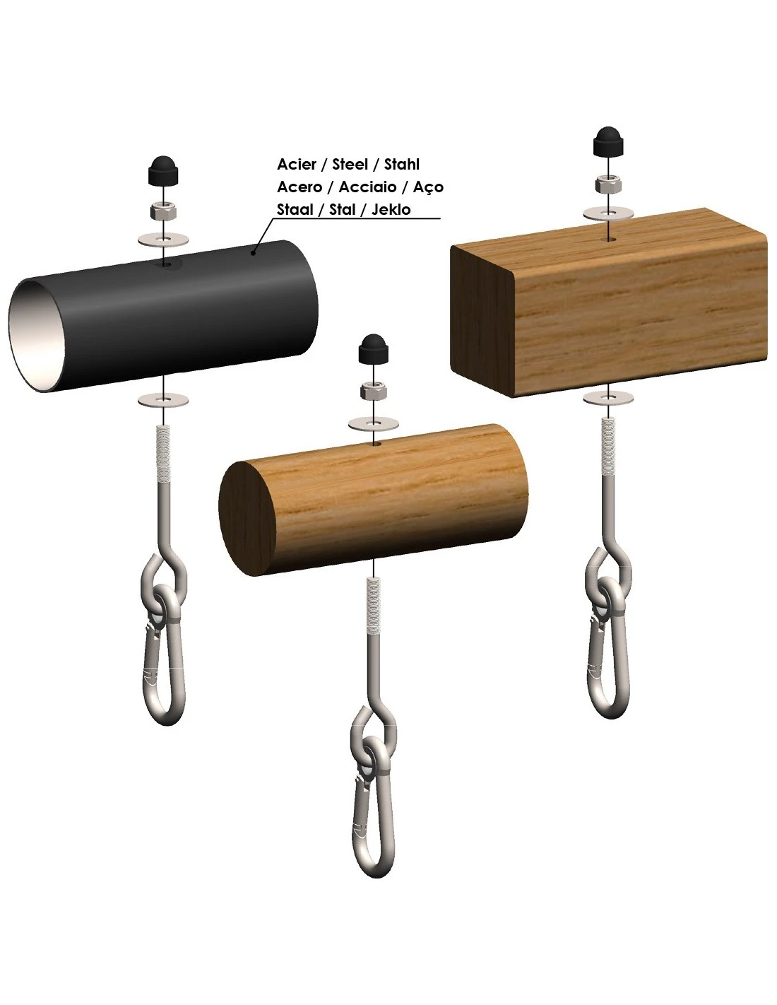 Crochets Acier Pour Balançoire Avec Poutre Bois Ou Métal 2 Crochets Acier Pour Balançoire Avec Poutre Bois Ou Métal – Image 2
