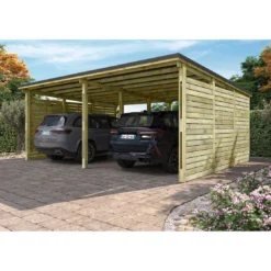 Carport En Bois Double CESAR Traité Autoclave De 38 M²