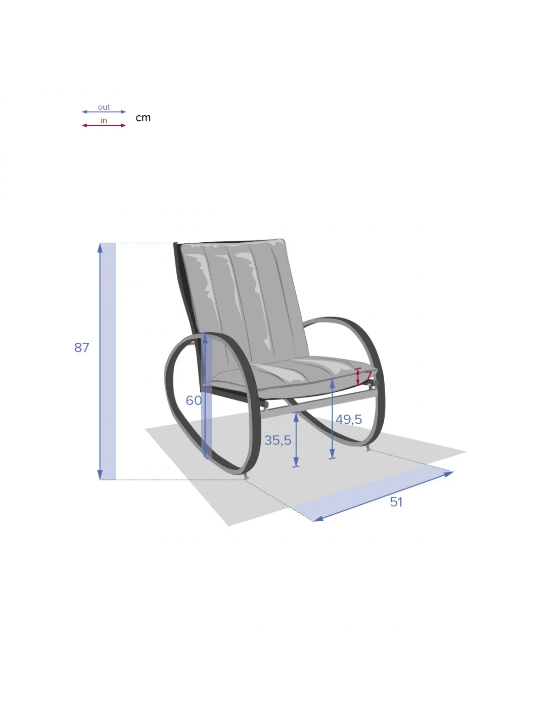 Fauteuil à Bascule Nevada - Graphite 5 Fauteuil à Bascule Nevada - Graphite – Image 5