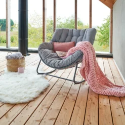 Fauteuil œuf à Bascule PAOPAO - Roche Et Graphite