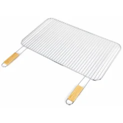 Grille De Barbecue Rectangle 67 X 40 Cm Acier Et Bois