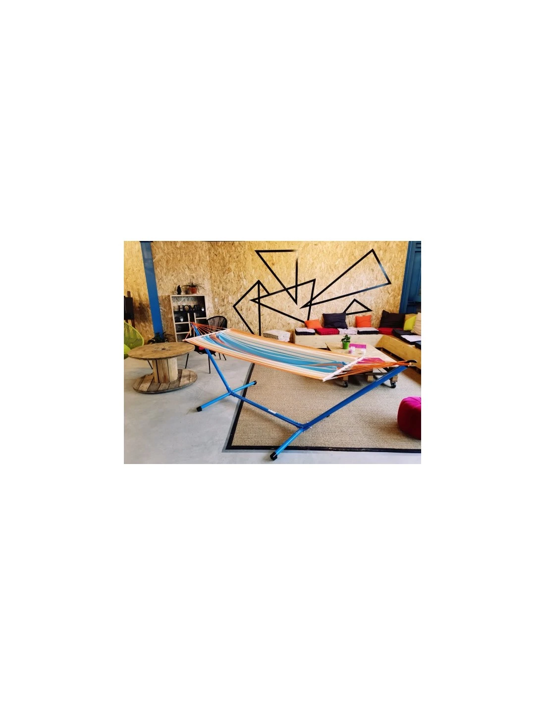 Hamac Kolor L.200 X P.100 Cm - Jobek - Orange / Bleu 3 Hamac Kolor L.200 X P.100 Cm - Jobek - Orange / Bleu – Image 3