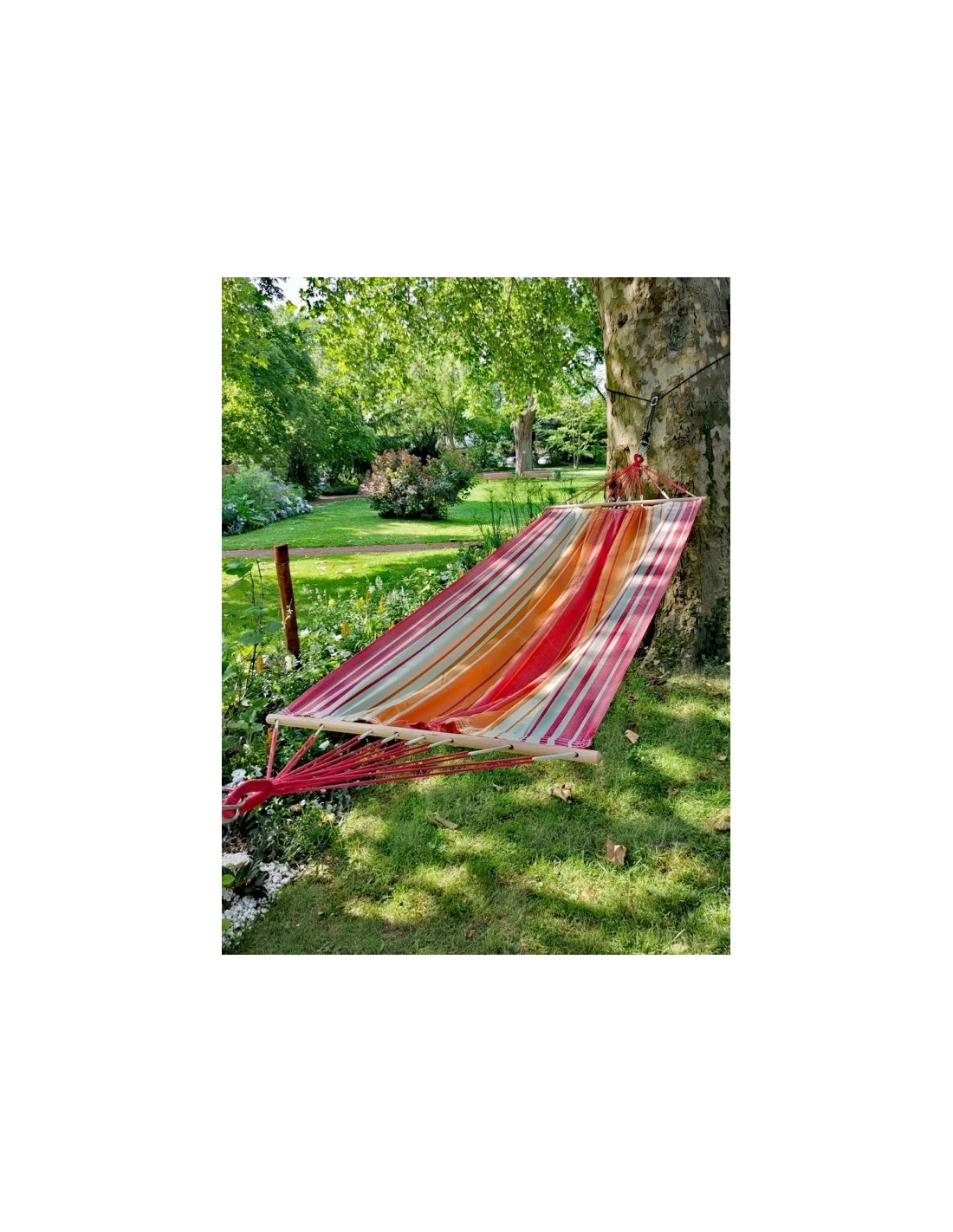 Hamac Kolor L.200 X P.100 Cm - Jobek - Orange / Ecru / Rouge 5 Hamac Kolor L.200 X P.100 Cm - Jobek - Orange / Ecru / Rouge – Image 5