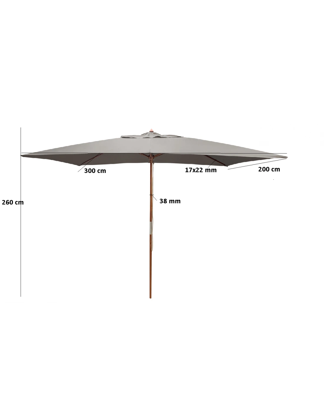 Parasol Bois 3 X 2 M Ouverture à Poulie - 3 Coloris - Ecru 2 Parasol Bois 3 X 2 M Ouverture à Poulie - 3 Coloris - Ecru – Image 2