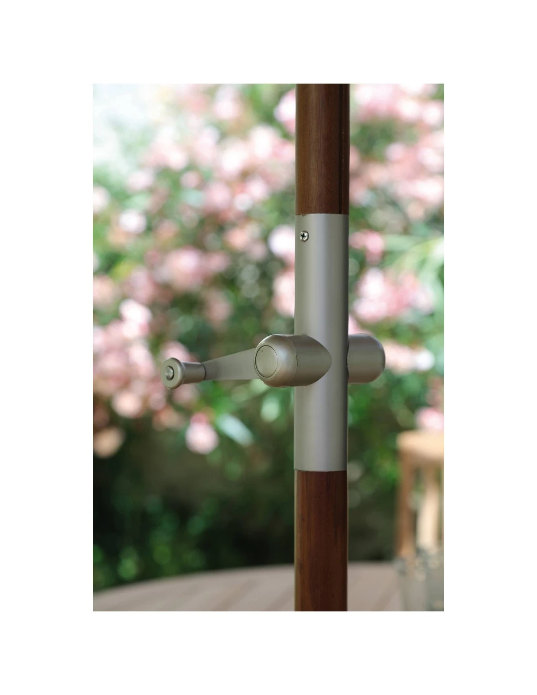 Parasol Bois Ø 3.5 M Ouverture à Manivelle 3 Coloris - Gris 2 Parasol Bois Ø 3.5 M Ouverture à Manivelle 3 Coloris - Gris – Image 2