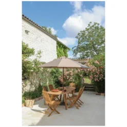 Parasol Bois Ø 3.5 M Ouverture à Manivelle 3 Coloris - Taupe -Verger Magique Soldes Boutique parasol bois o 35 m ouverture a manivelle 3 coloris proloisirs 4