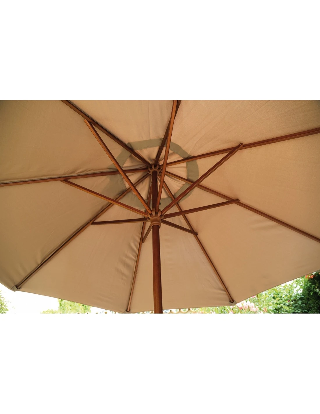 Parasol Bois Ø 3.5 M Ouverture à Manivelle 3 Coloris - Ecru 6 Parasol Bois Ø 3.5 M Ouverture à Manivelle 3 Coloris - Ecru – Image 6