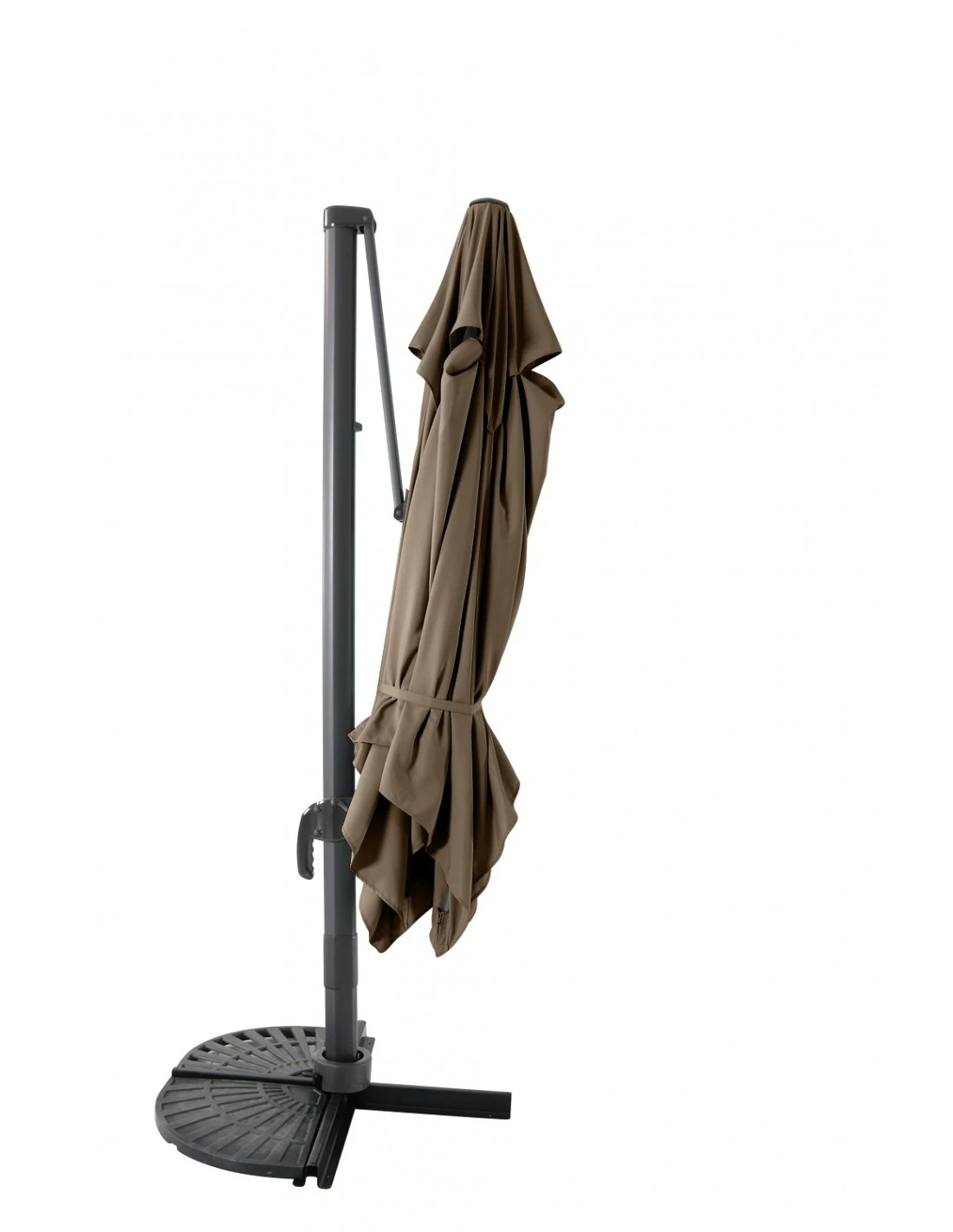 Parasol Déporté 3 X 3 M - Aluminium, Toile Polyester - Gris Clair 2 Parasol Déporté 3 X 3 M - Aluminium, Toile Polyester - Gris Clair – Image 2