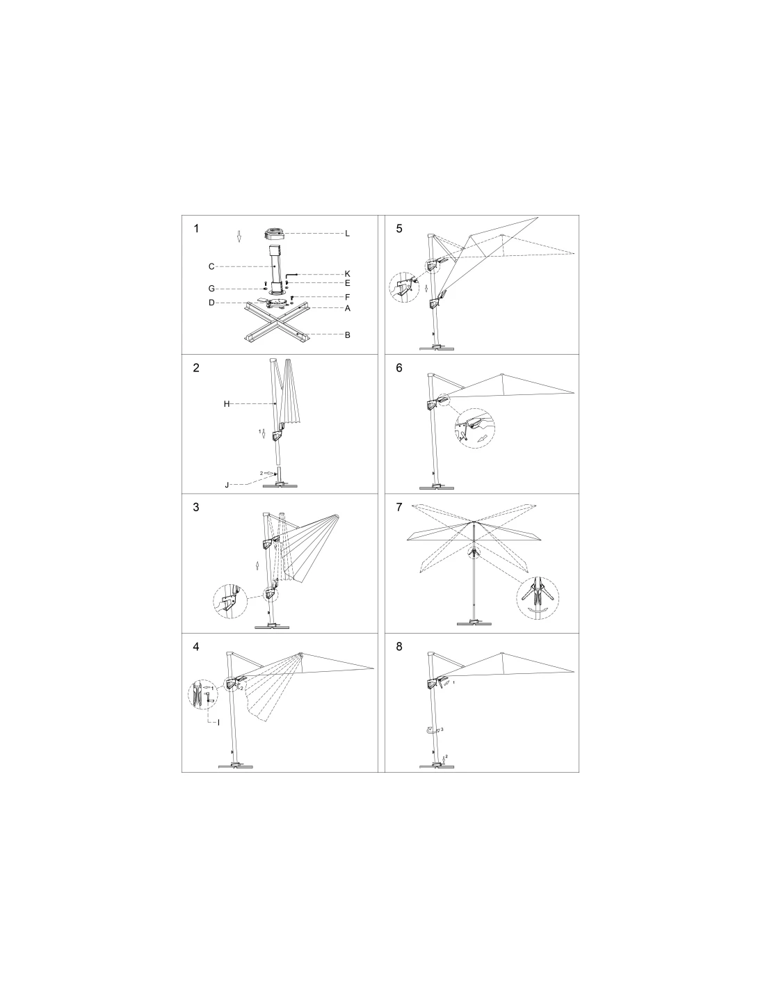 Parasol Déporté 3 X 3 M Elios Aluminium Toile Novasun 280gr/m² - Gris Chiné Clair 3 Parasol Déporté 3 X 3 M Elios Aluminium Toile Novasun 280gr/m² - Gris Chiné Clair – Image 3