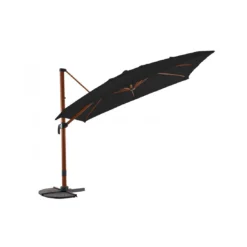 Parasol Déporté 3 X 3 M - Heat Transfert Effet Teck - Anthracite Chiné