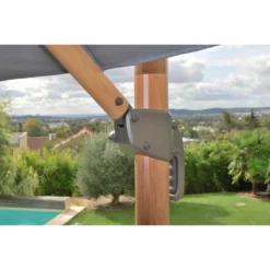 Parasol Déporté 3 X 3 M - Heat Transfert Effet Teck - Anthracite Chiné -Verger Magique Soldes Boutique parasol deporte 3 x 3 m heat transfert effet teck 3