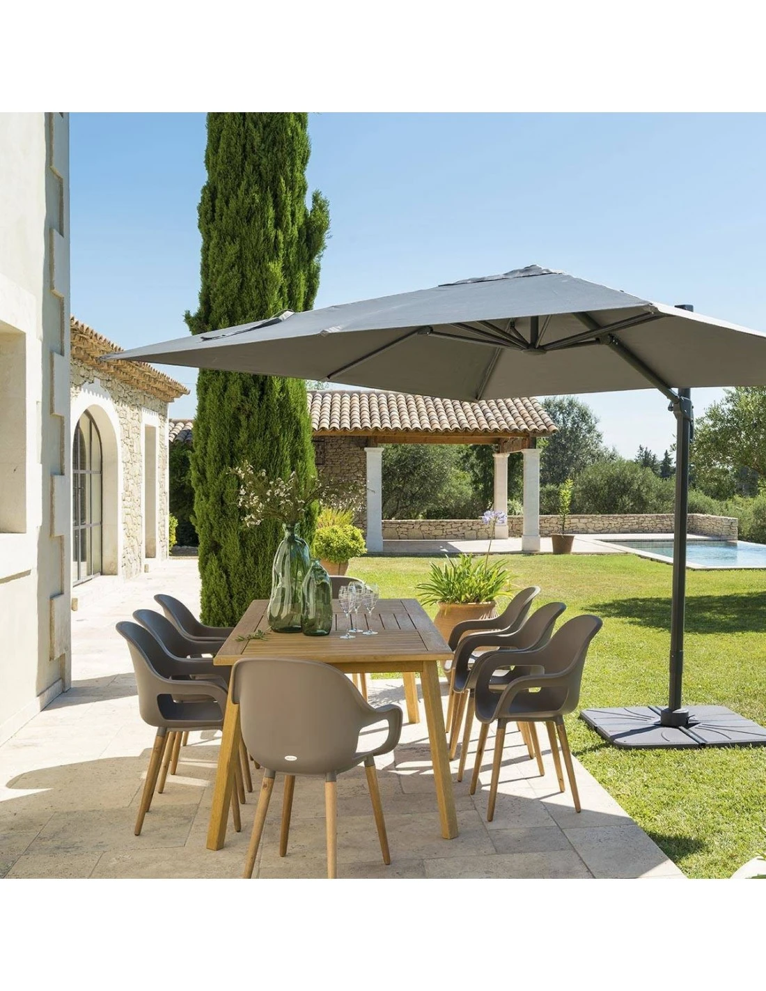 Parasol Déporté Carré Eléa 3 X 3 M - Graphite / Ardoise 2 Parasol Déporté Carré Eléa 3 X 3 M - Graphite / Ardoise – Image 2