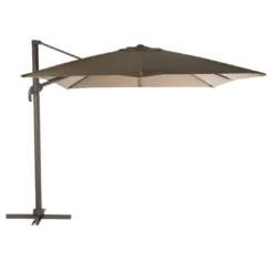 Parasol Déporté Carré Eléa 3 X 3 M - Toile Polyester 250g/m² - Noisette / Tonka