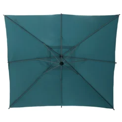 Parasol Déporté Carré Manoa 2.5x2.5 M - Acier Et Polyester - Bleu Canard -Verger Magique Soldes Boutique parasol deporte carre manoa 25x25 m acier et polyester bleu canard 3