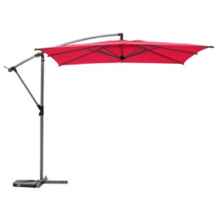 Parasol Déporté Carré Manoa 2.5x2.5 M - Acier Et Polyester - Bordeaux -Verger Magique Soldes Boutique parasol deporte carre manoa 25x25 m acier et polyester bordeaux 4