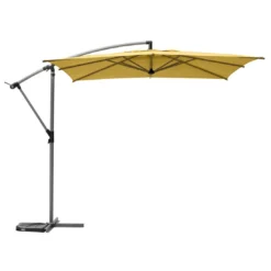 Parasol Déporté Carré Manoa 2.5x2.5 M - Acier Et Polyester - Moutarde
