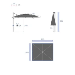 Parasol Déporté Eléa 3 X 4 M Multi-toiles Ardoise -Verger Magique Soldes Boutique parasol deporte elea 3 x 4 m multi toiles ardoise 6