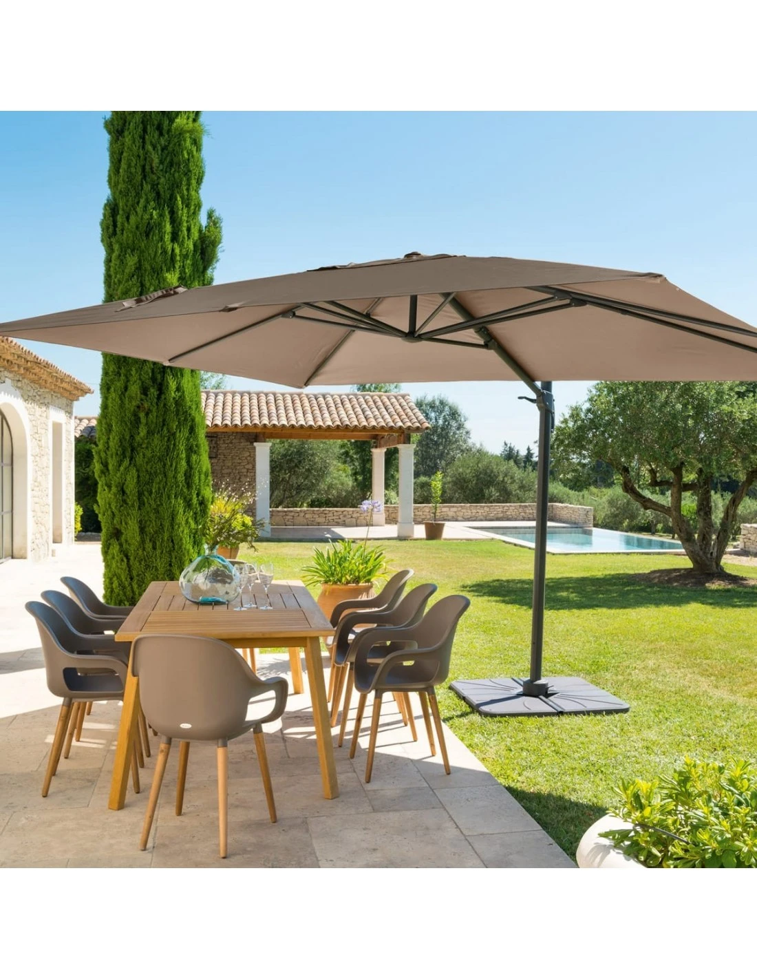 Parasol Déporté Éléa 3 X 4 M - Noisette / Tonka 2 Parasol Déporté Éléa 3 X 4 M - Noisette / Tonka – Image 2