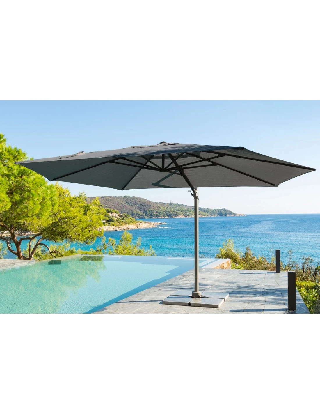 Parasol Déporté Eléa 4,2 X 3 M Hexagonal - Aluminium Et Toile Oléfine - Anthracite 2 Parasol Déporté Eléa 4,2 X 3 M Hexagonal - Aluminium Et Toile Oléfine - Anthracite – Image 2