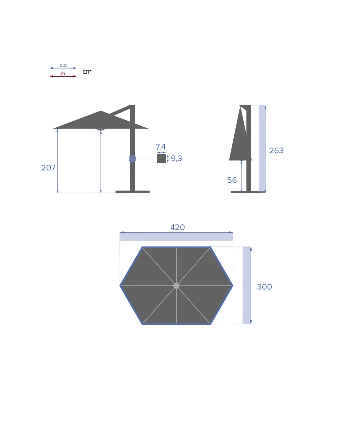 Parasol Déporté Eléa 4,2 X 3 M Hexagonal - Aluminium Et Toile Oléfine - Anthracite 12 Parasol Déporté Eléa 4,2 X 3 M Hexagonal - Aluminium Et Toile Oléfine - Anthracite – Image 12