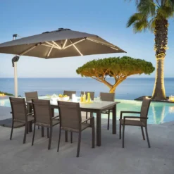 Parasol Déporté Équador 3x3 M Ardoise Avec LED