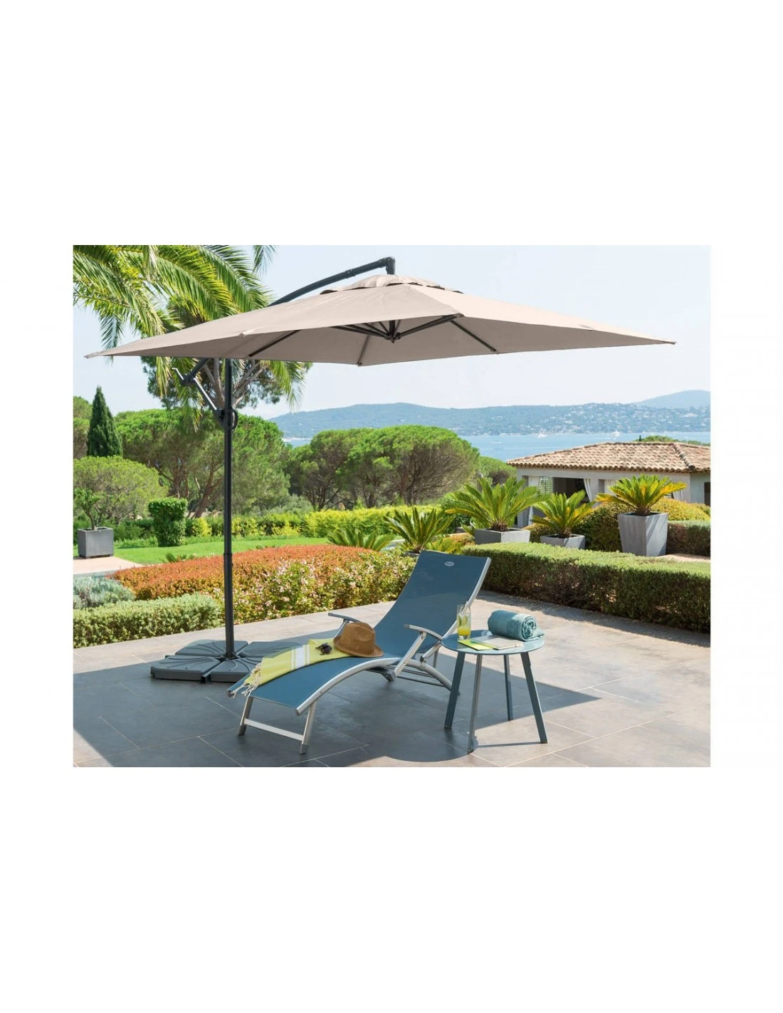 Parasol Déporté Janeiro Carré 2,5 X 2,5 M - Aluminium Et Toile Polyester - Taupe 2 Parasol Déporté Janeiro Carré 2,5 X 2,5 M - Aluminium Et Toile Polyester - Taupe – Image 2