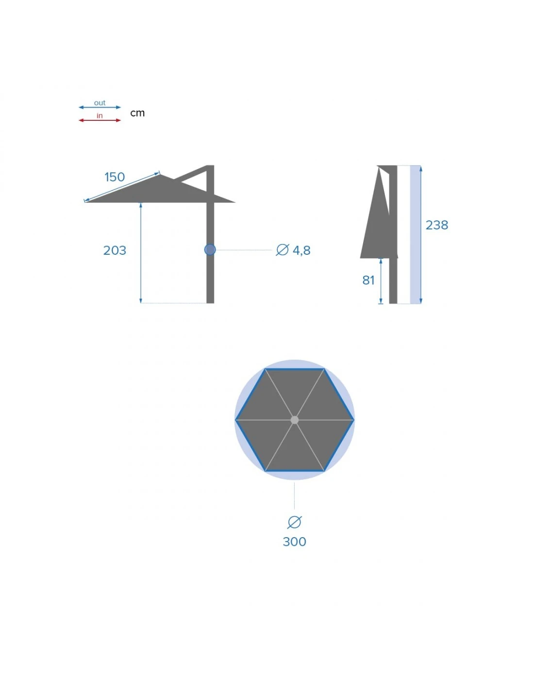 Parasol Déporté Janeiro Rond Ø3m - Aluminium Et Polyester 8 Parasol Déporté Janeiro Rond Ø3m - Aluminium Et Polyester – Image 8