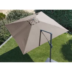 Parasol Déporté NH20 3x3 M En Aluminium Orientable, Inclinable Et Rotatif - Taupe