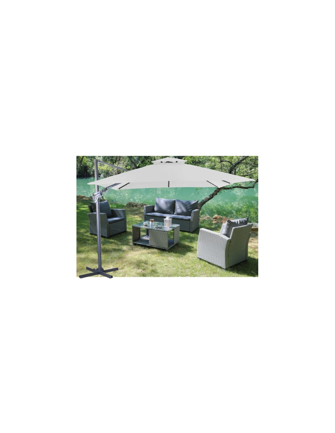 Parasol Déporté NH BIO 3x3 M - Orientable Et Inclinable - Ecru 2 Parasol Déporté NH BIO 3x3 M - Orientable Et Inclinable - Ecru – Image 2