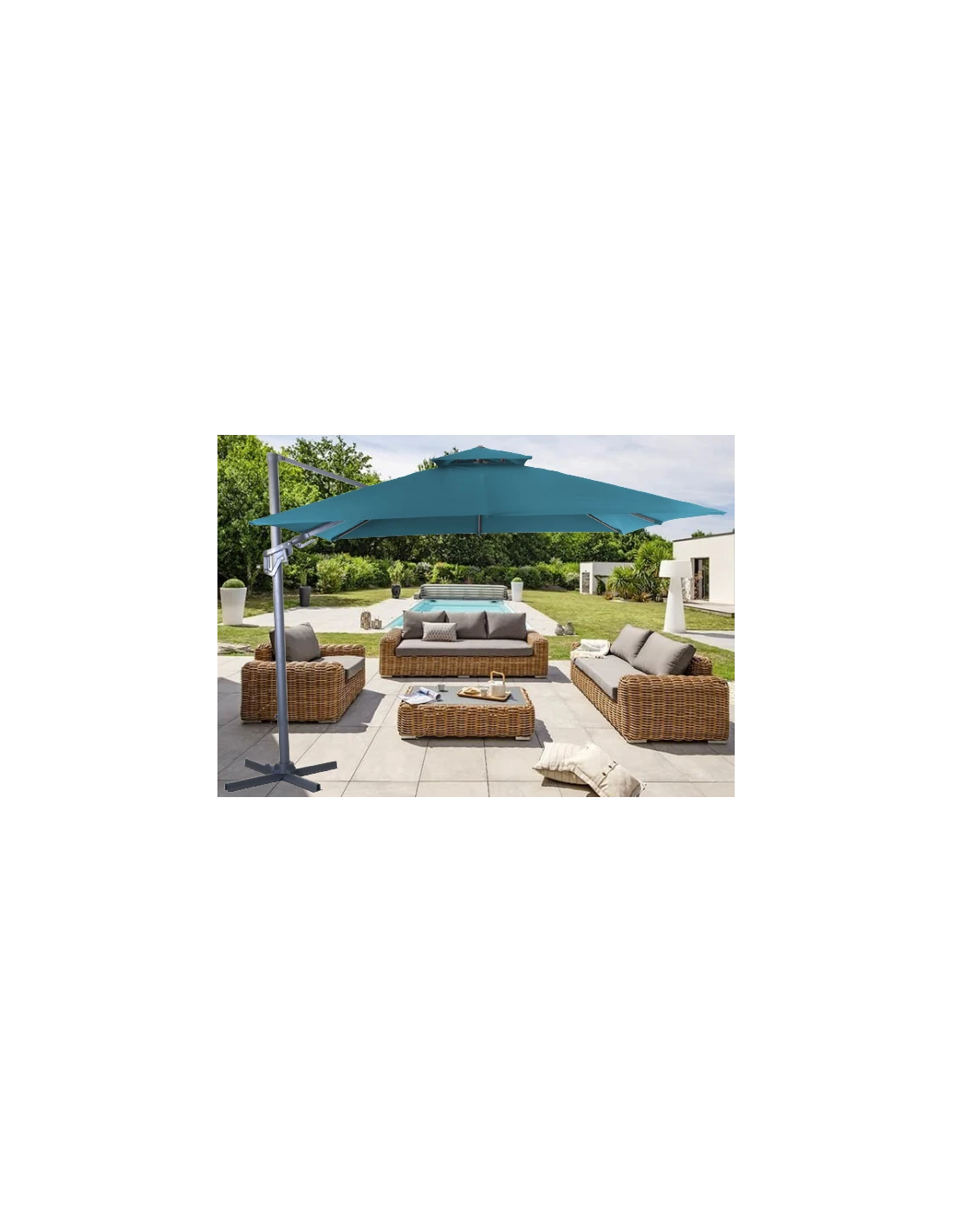 Parasol Déporté NH BIO 3x3 M - Orientable Et Inclinable - Bleu 2 Parasol Déporté NH BIO 3x3 M - Orientable Et Inclinable - Bleu – Image 2