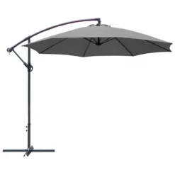Parasol Déporté Ø 300 Cm En Aluminium Et Toile Polyester - Gris