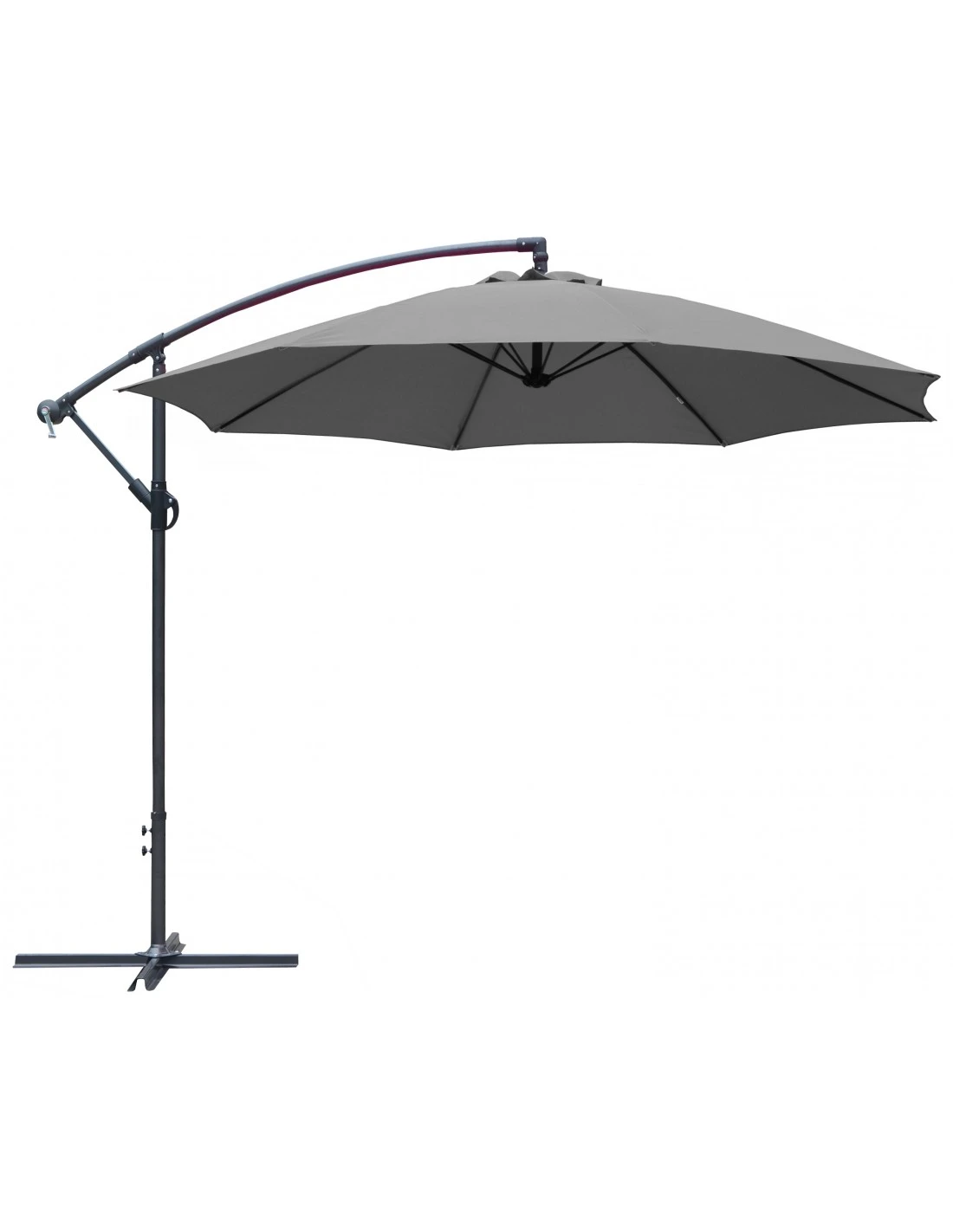 Parasol Déporté Ø 300 Cm En Aluminium Et Toile Polyester - Gris 1 Parasol Déporté Ø 300 Cm En Aluminium Et Toile Polyester - Gris